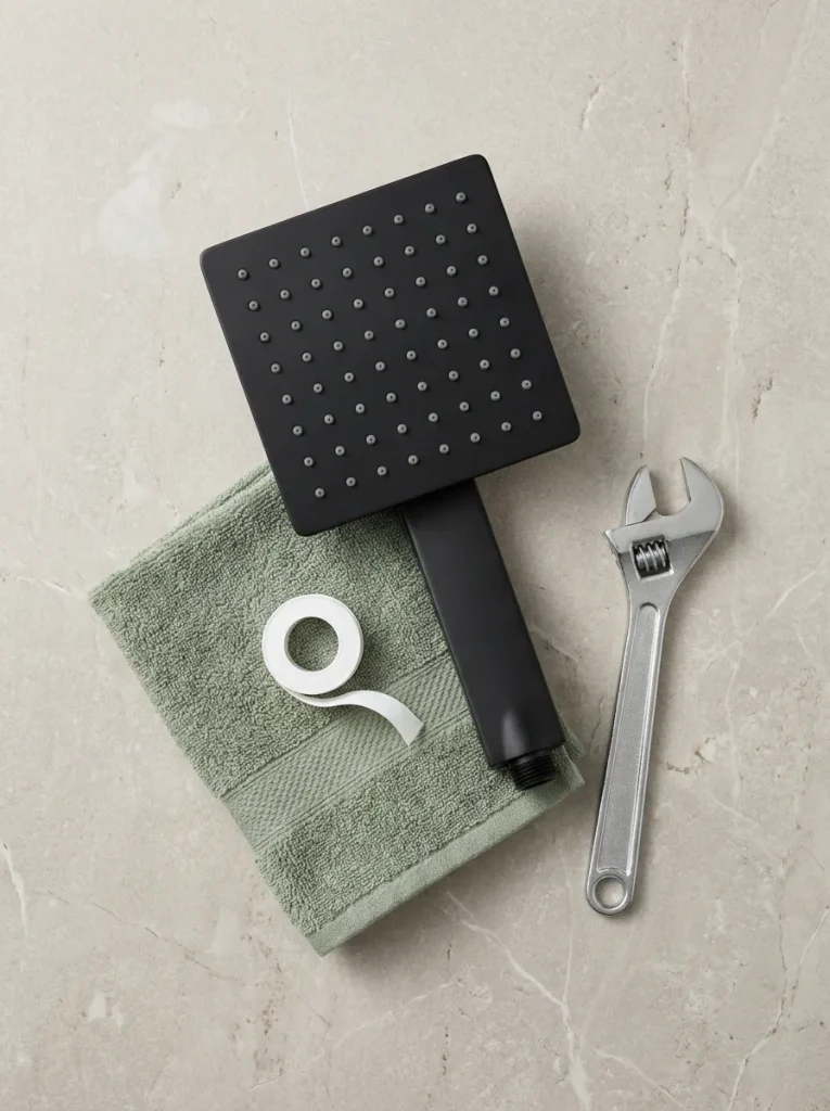 Shower head upgrade flat lay