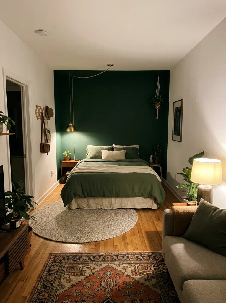 Studio apartment bed area design