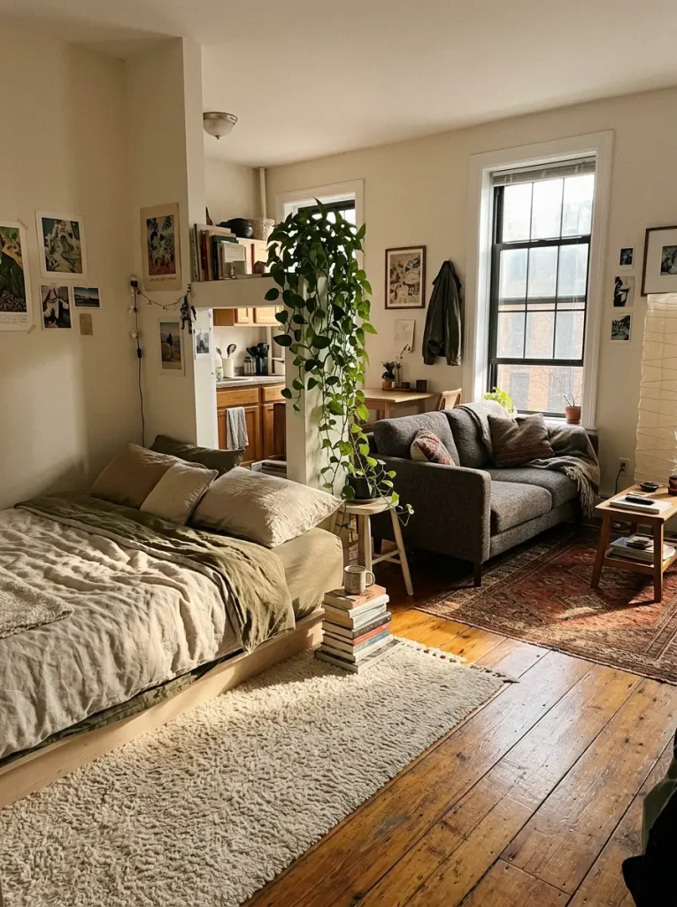 Studio apartment with rugs