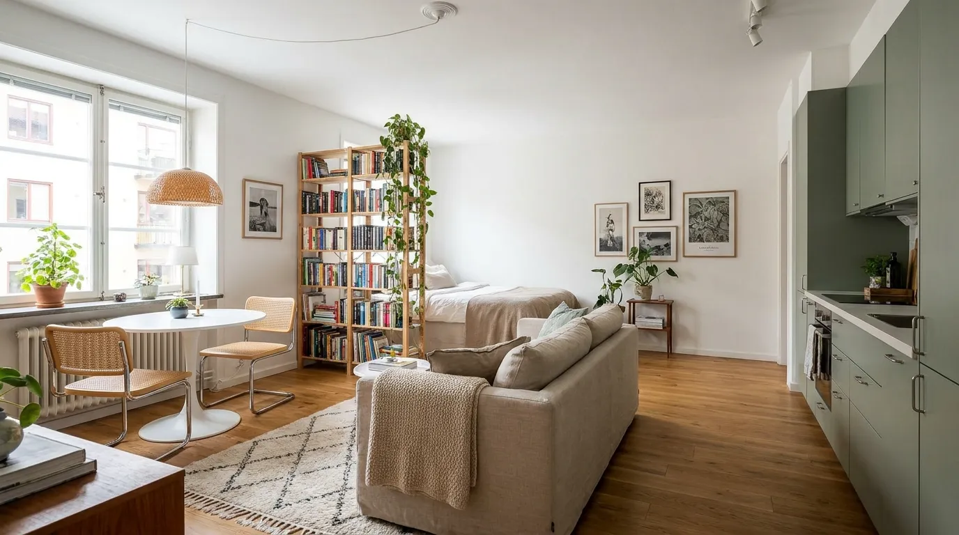 400 Square Foot Apartment Layout Ideas: 12 Ways to Fit Bed, Couch, Kitchen, and Desk