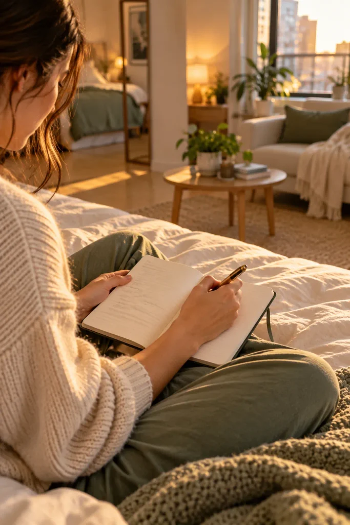 Sunlit Journaling in a Cosy Studio
