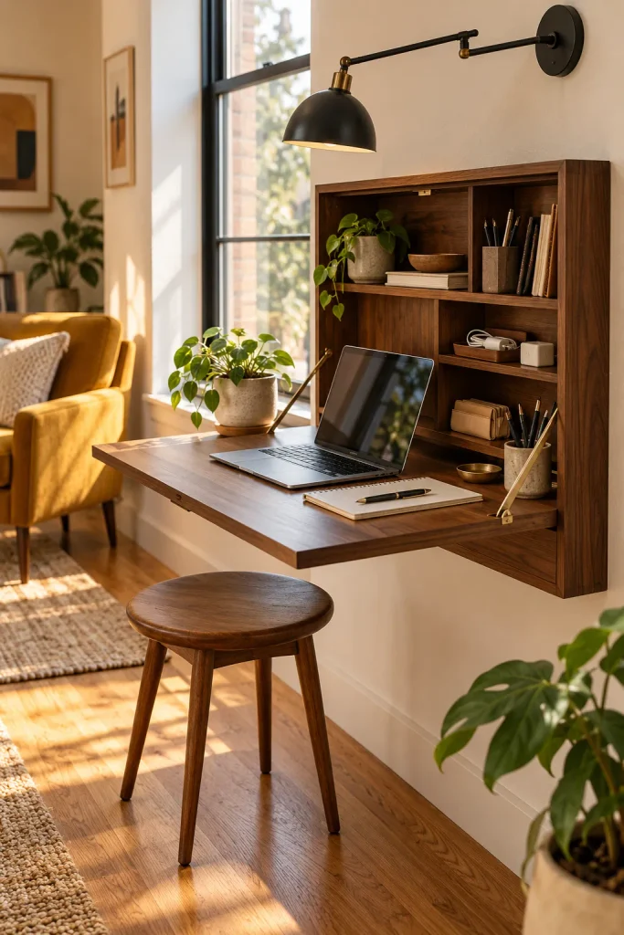 Sunlit Mid-Century Home Office Nook
