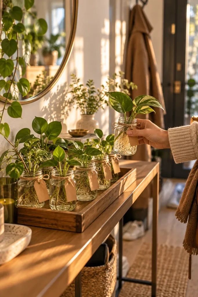 Sunlit Plant Cutting Entryway Vignette