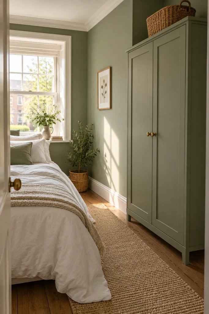 Sunlit Sage Green Bedroom
