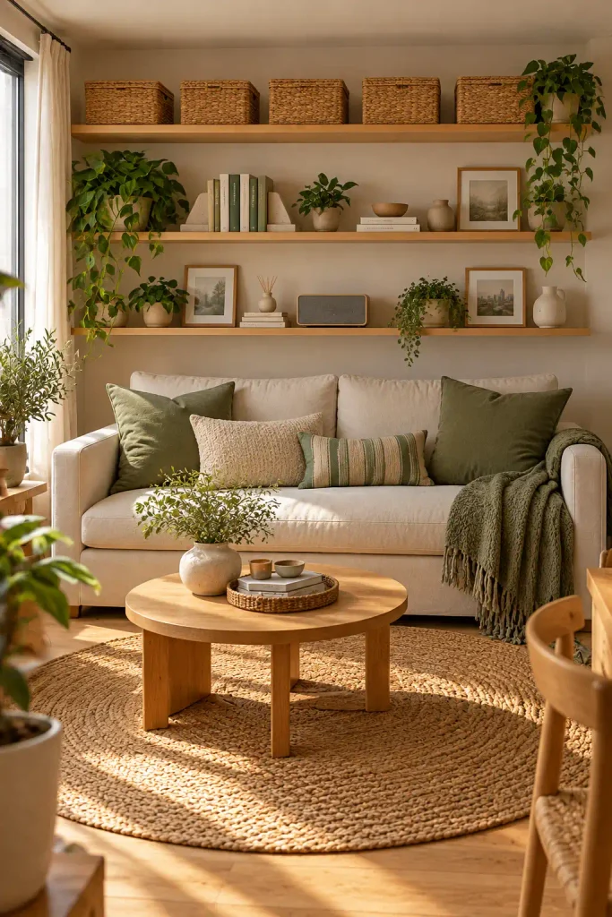 Sunlit Scandinavian Boho Living Room