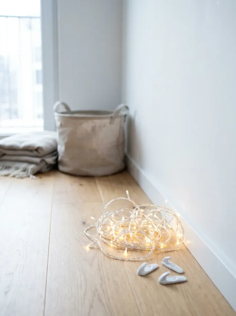 Taking down holiday decorations