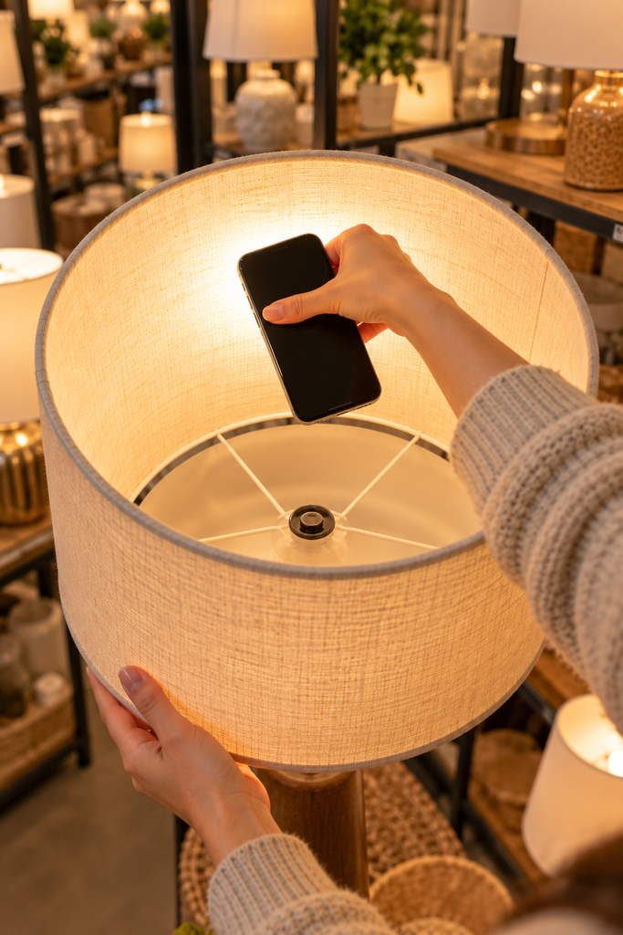 Testing a Lampshade with Phone Light
