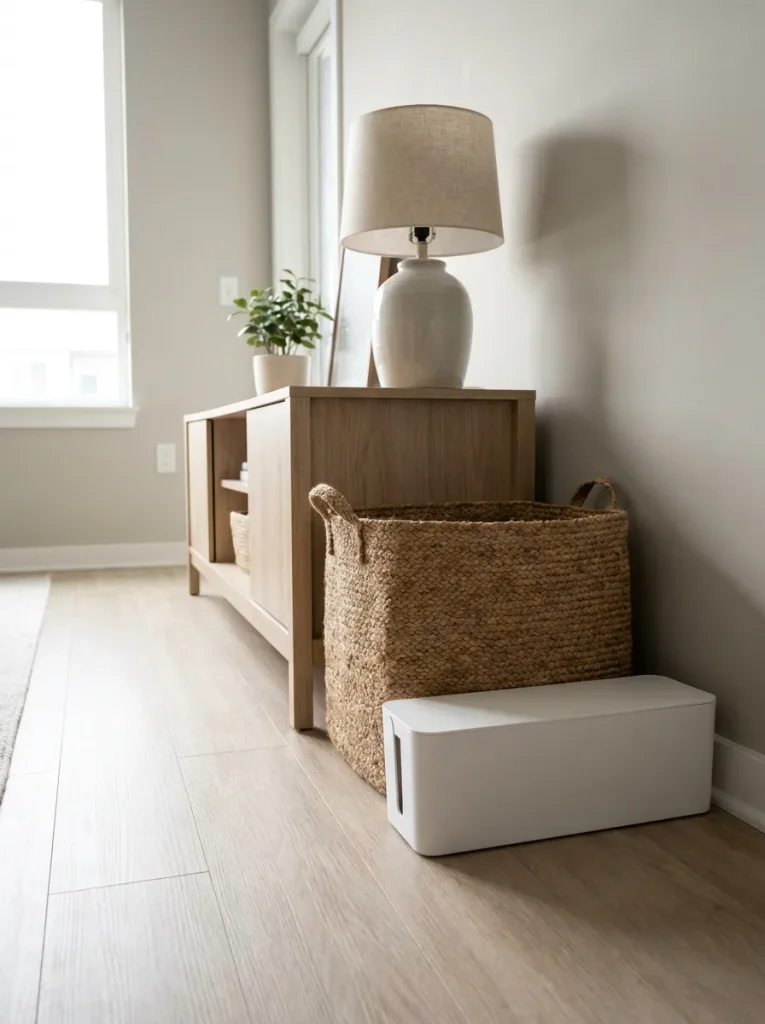 Tidy living space with basket