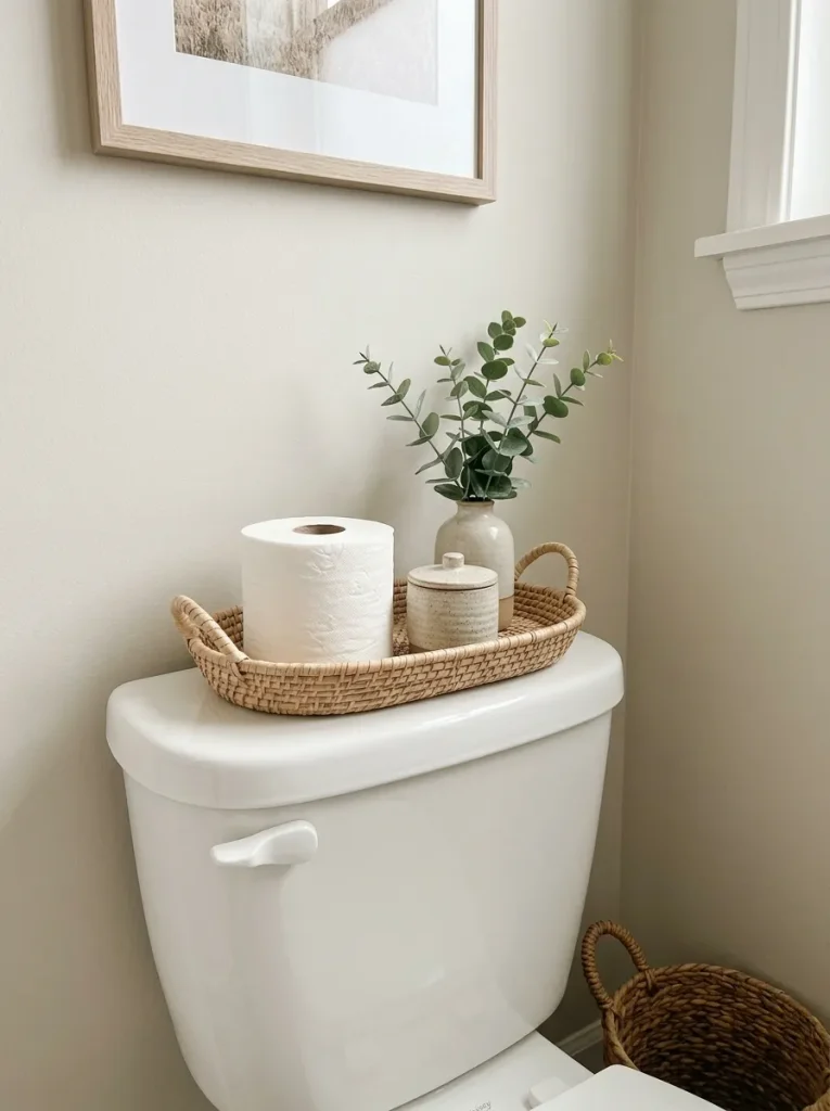 Tray on toilet tank lid