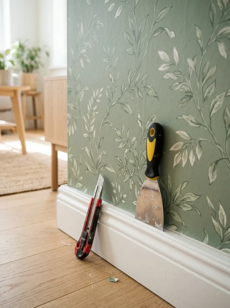 Trimming wallpaper for clean finish