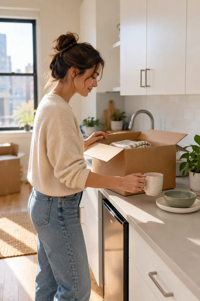 Unpacking Moments in a Sunlit Kitchen
