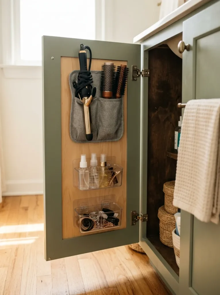 Vanity cabinet with hair tools