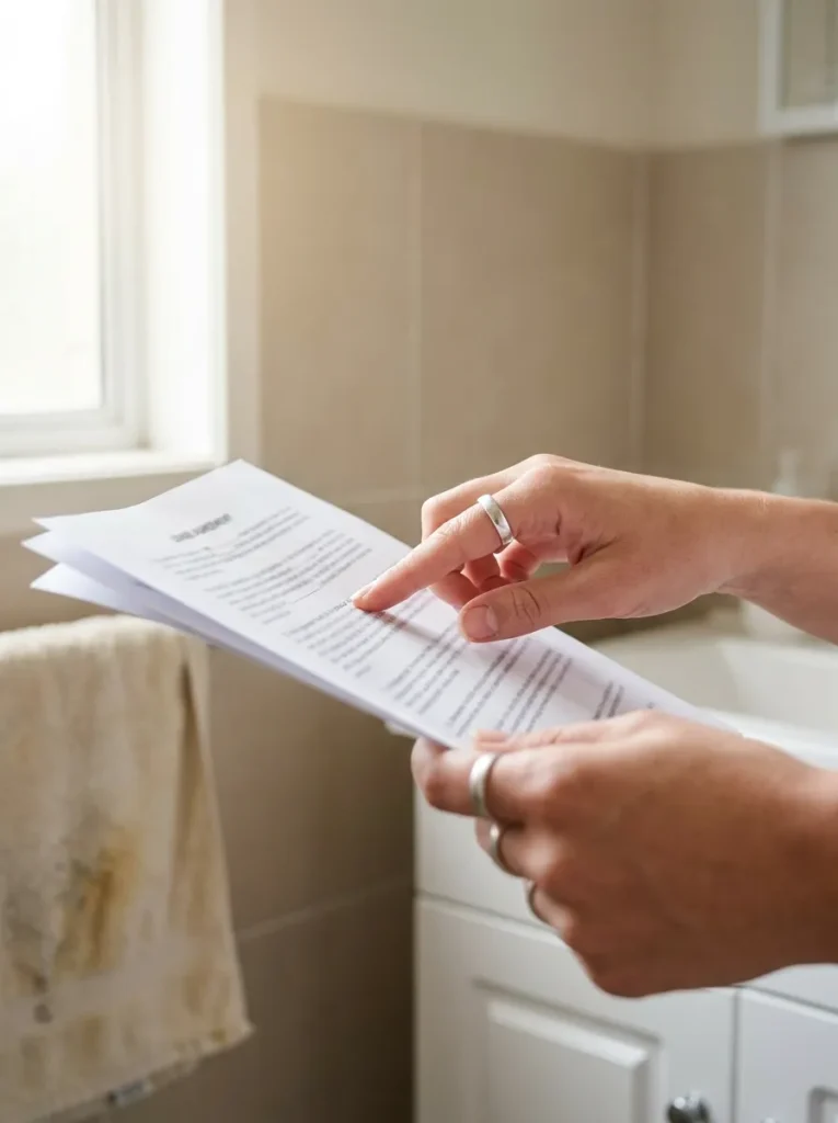 Woman reading lease pages
