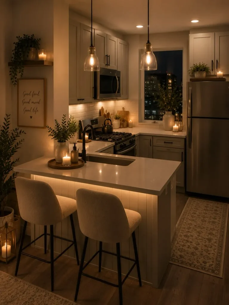 Turn the Counter Peninsula Into Your Dining Room