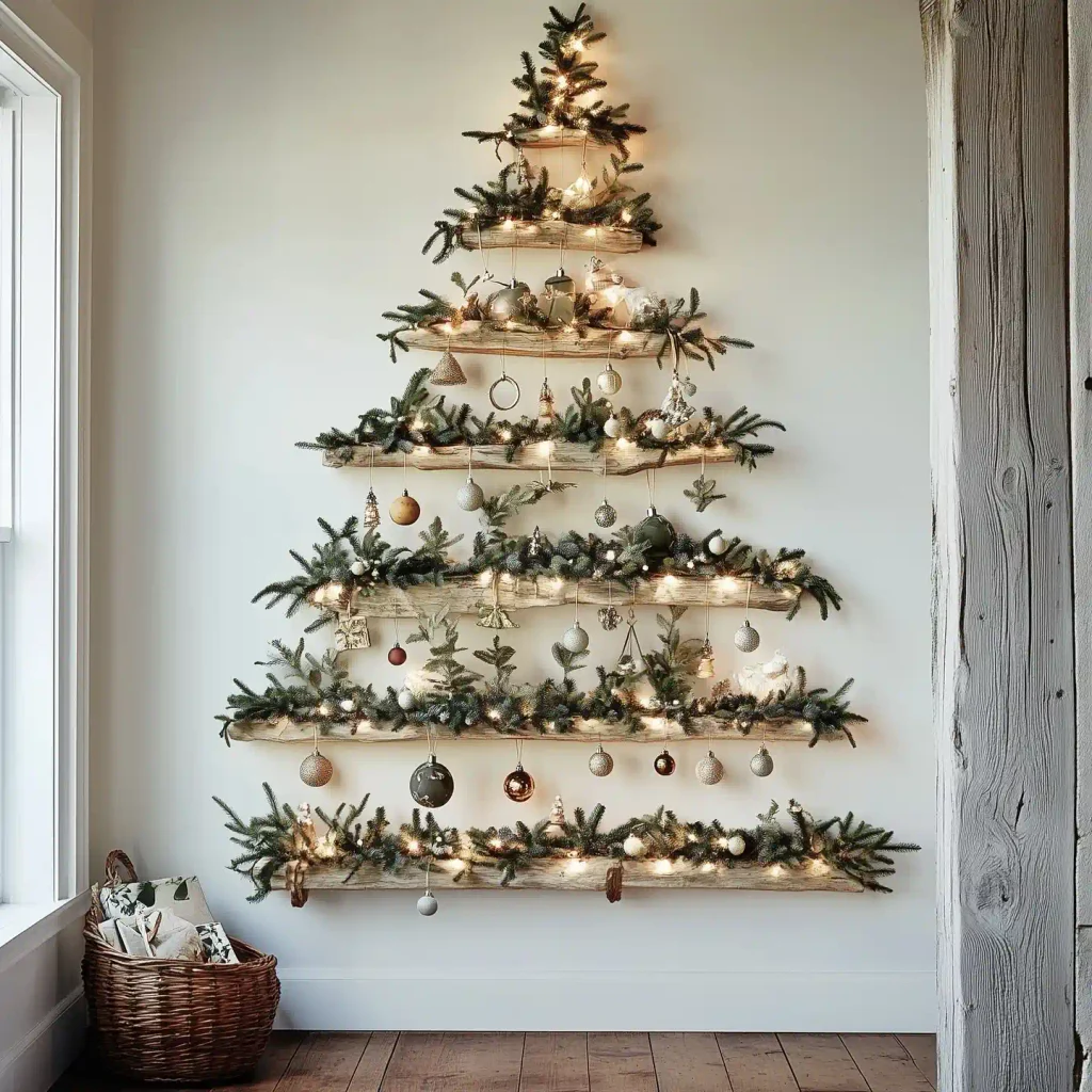 Stack Rustic Wood Branches Into a Glowing Wall Tree