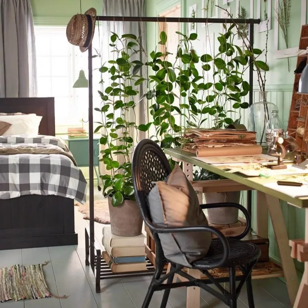Turn a Clothing Rack Into a Leafy Living Screen